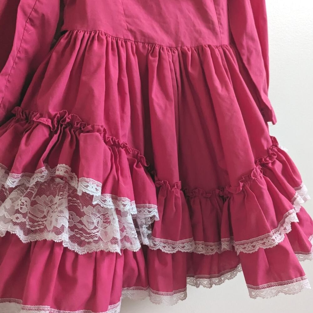 Vtg Pageant Dress Girls 6 Pink Ruffles Lace Girly - Picture 3 of 6
